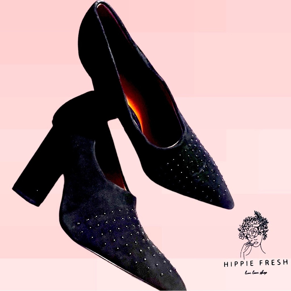 H By Halston "Laurel" Black Suede Heels Size 7.5M
